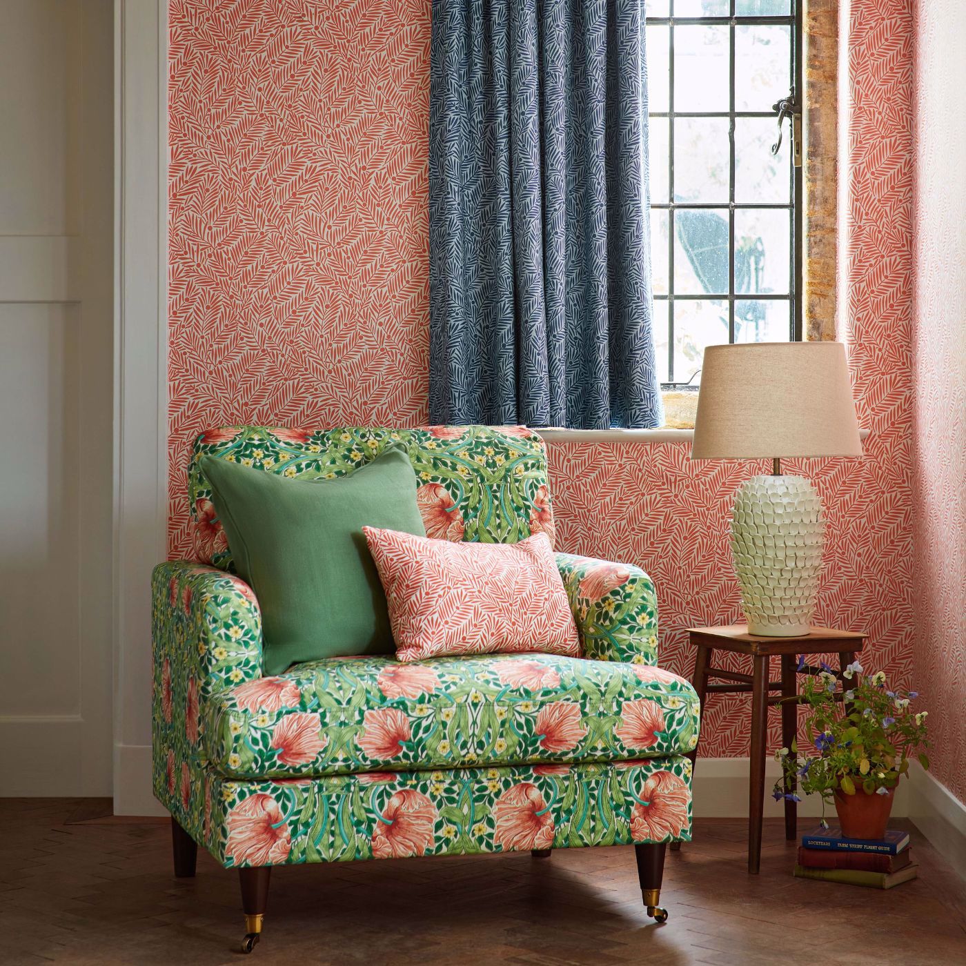 Yew & Aril Wallpaper - Watermelon - 217348 - Morris & Co