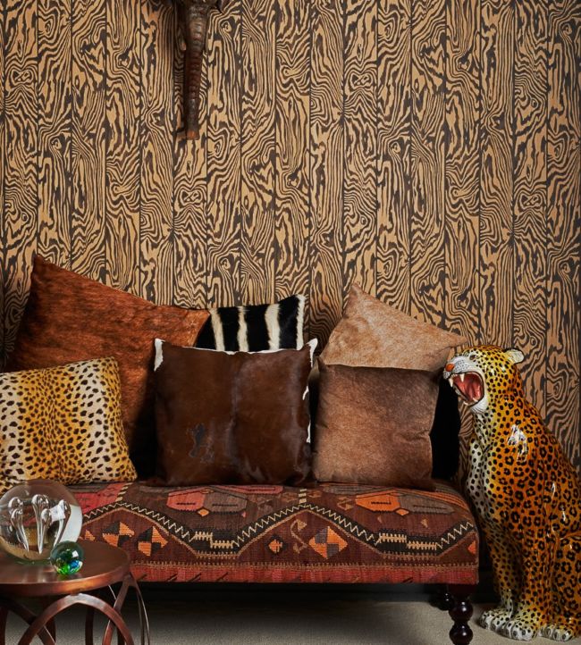 Zebrawood Wallpaper - Soot on Spice - 107/1002 - Cole & Son - Premier Wallcovering
