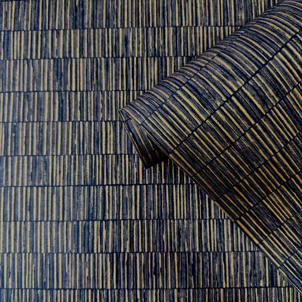 Zen Bamboo Screen Wallpaper - Blue / Rose Gold - Galerie - DWP0362 - 09 - Premier Wallcovering
