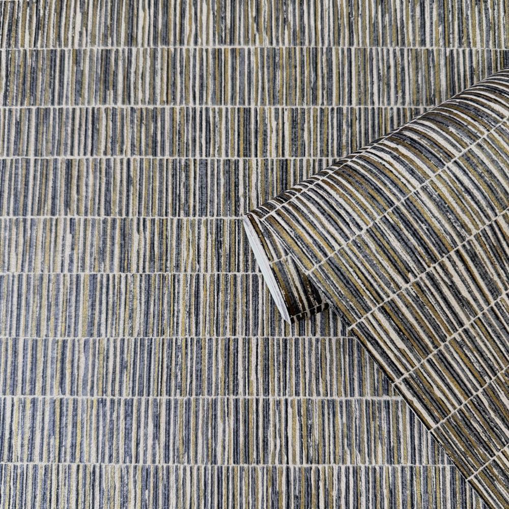 Zen Bamboo Screen Wallpaper - Silver Grey / Gold - Galerie - DWP0362 - 05 - Premier Wallcovering