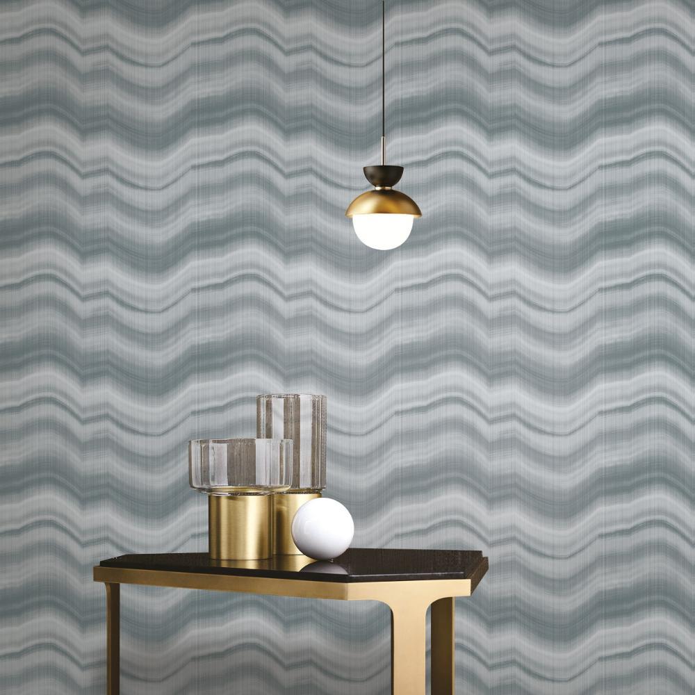 Zen Cloudy Stripe Wallpaper - Silver Grey - Galerie - DWP0367 - 04 - Premier Wallcovering