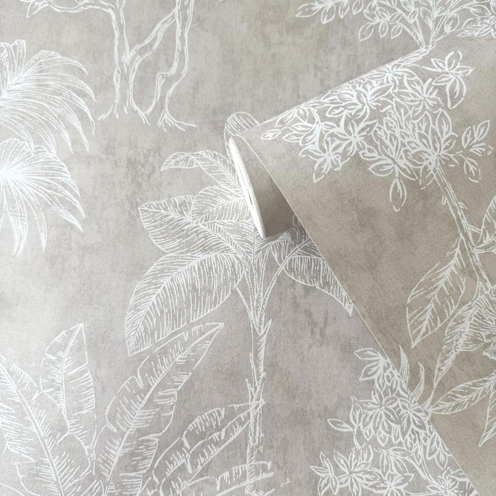 Zen Floating Foliage Wallpaper - Silver Grey - Galerie - DWP0361 - 06 - Premier Wallcovering
