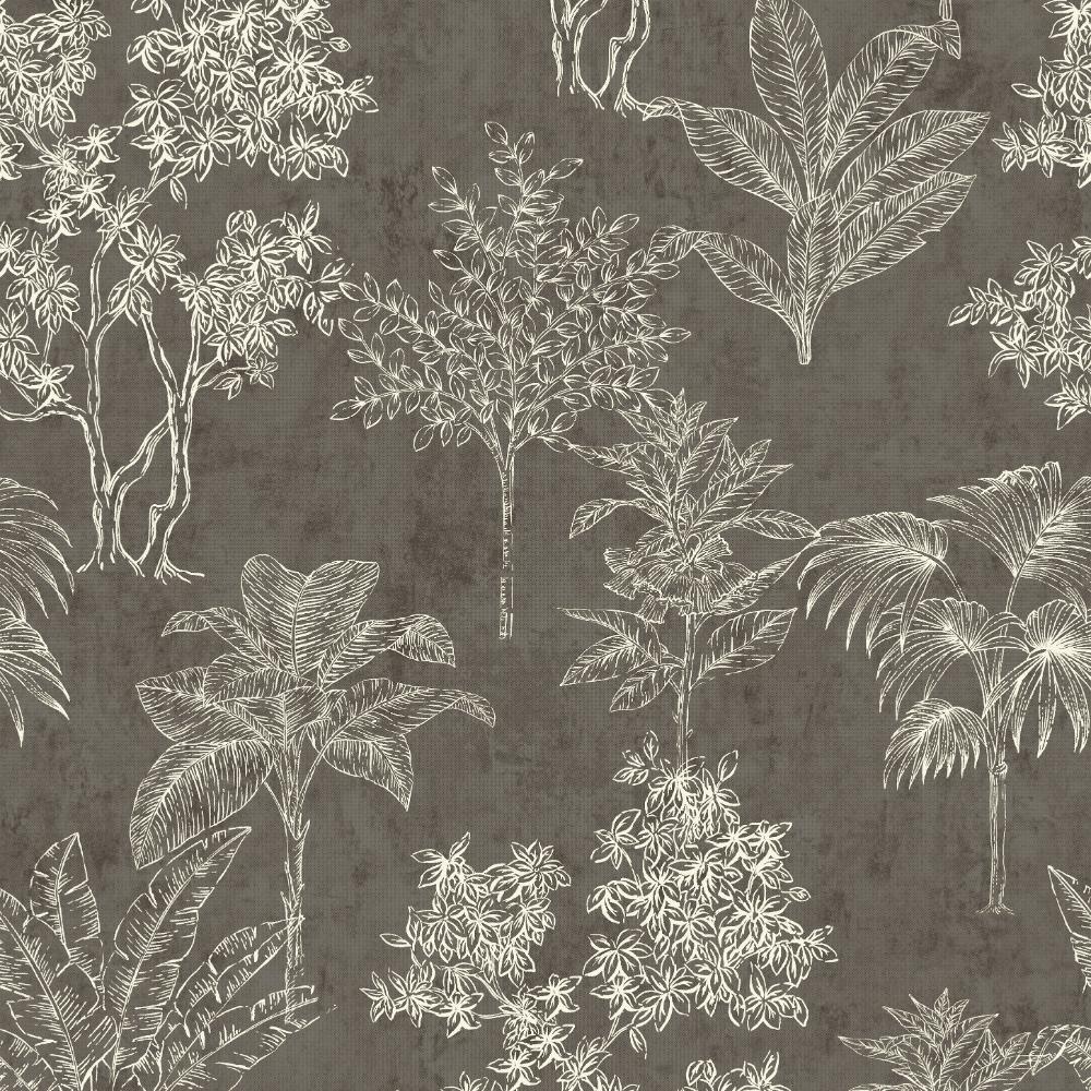 Zen Floating Foliage Wallpaper - Charcoal Grey - Galerie - DWP0361 - 05 - Premier Wallcovering
