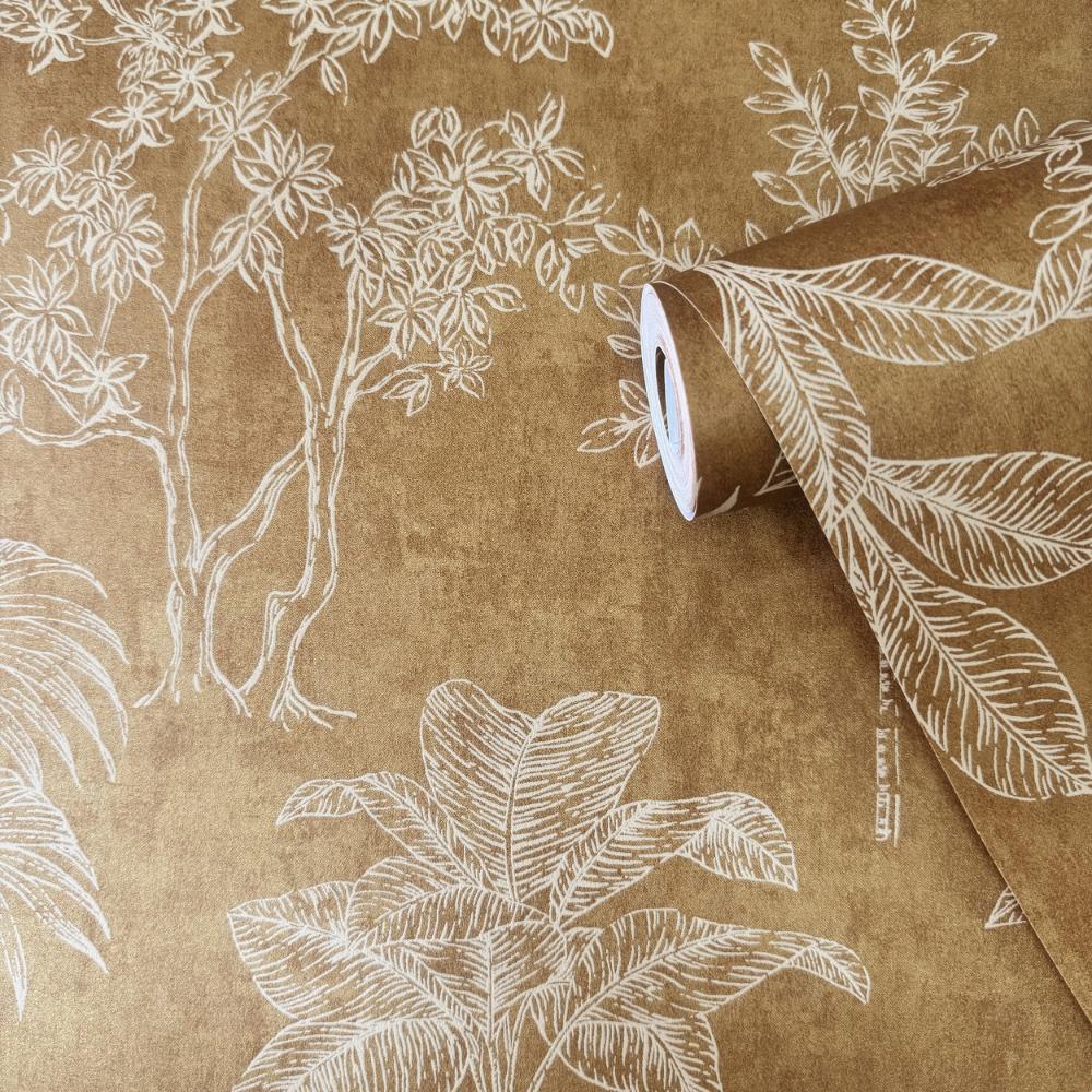 Zen Floating Foliage Wallpaper - Gold - Galerie - DWP0361 - 04 - Premier Wallcovering