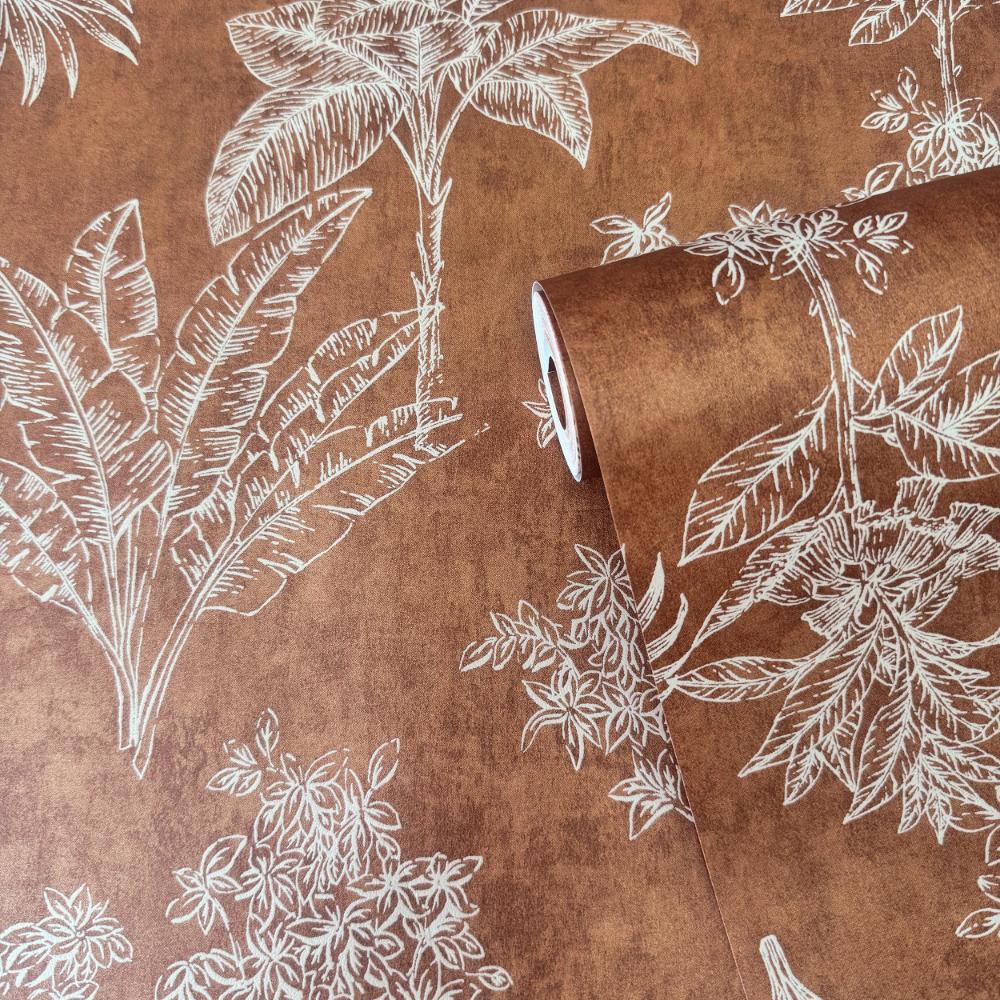 Zen Floating Foliage Wallpaper - Orange - Galerie - DWP0361 - 07 - Premier Wallcovering