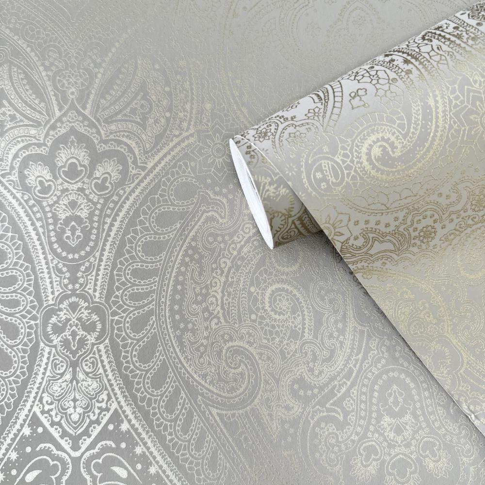 Zen Lace Wallpaper - Bronze Brown / Gold - Galerie - AM22002 - 2 - Premier Wallcovering