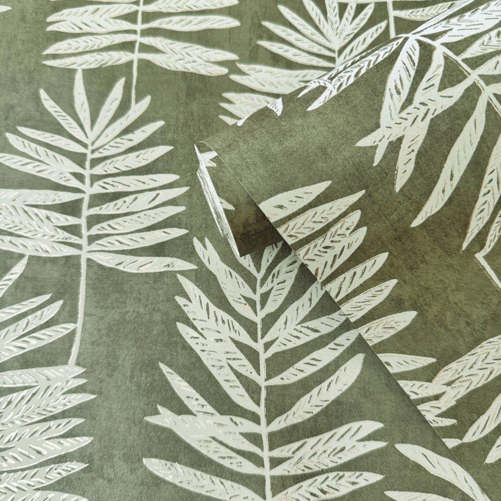 Zen Tumbling Leaf Wallpaper - Green - Galerie - DWP0365 - 01 - Premier Wallcovering