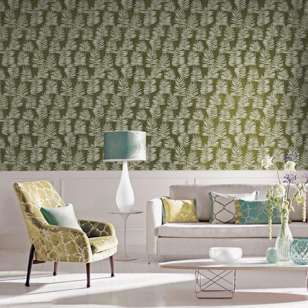 Zen Tumbling Leaf Wallpaper - Green - Galerie - DWP0365 - 01 - Premier Wallcovering