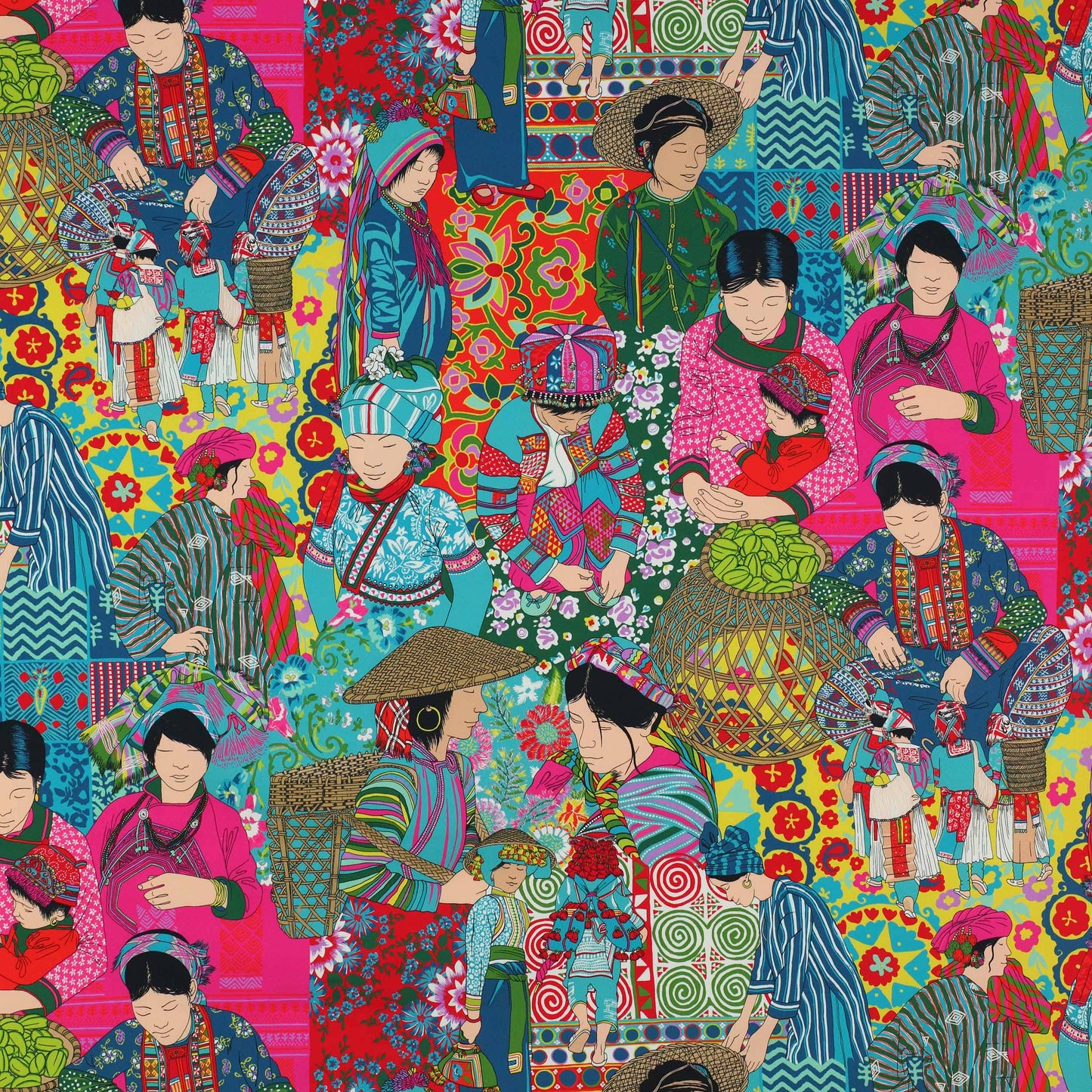 Voyage en Chine Fabric - Multicolor