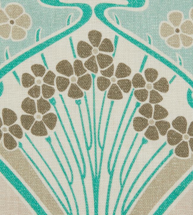 Ianthe Bloom Multi in Ladbroke Linen Room Fabric - Teal