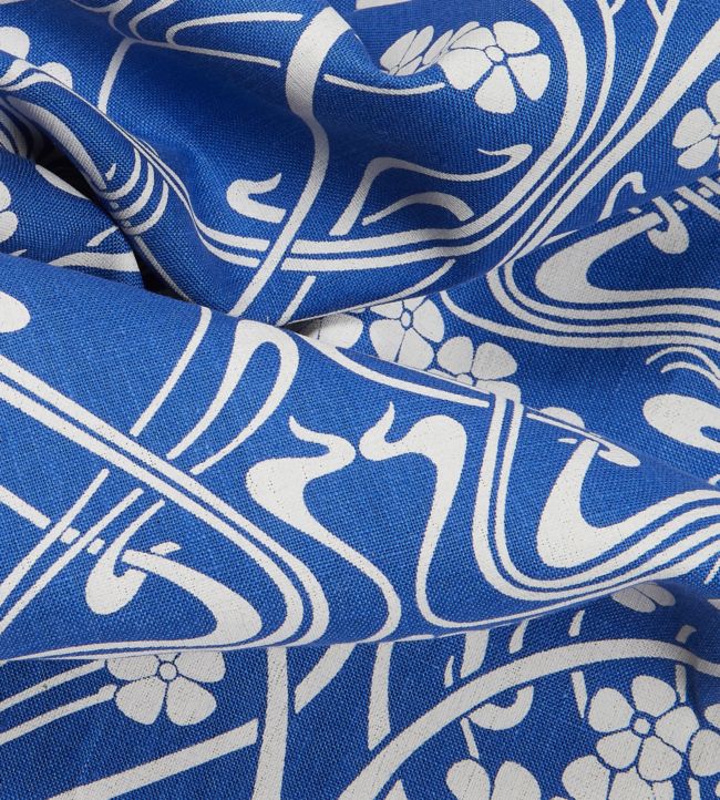 Ianthe Bloom Stencil in Chiltern Linen Room Fabric 2 - Blue