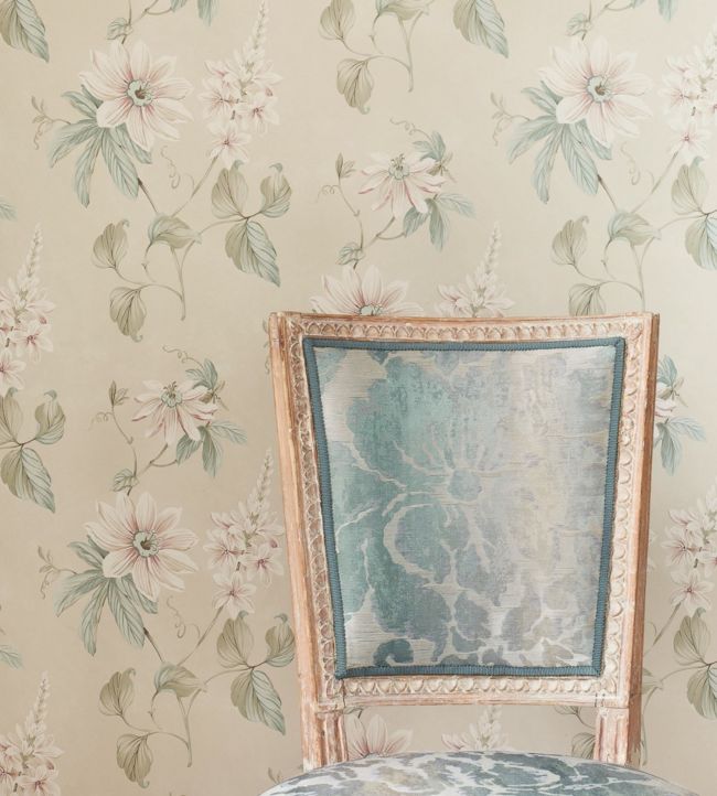 Passiflora Room Wallpaper - Blue