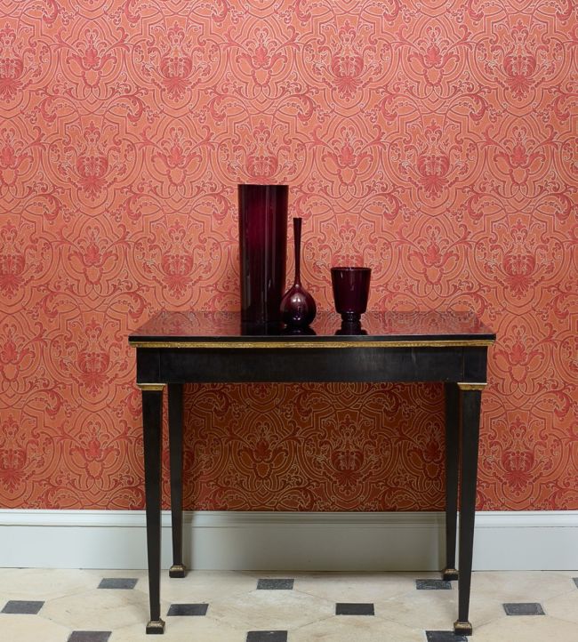 Fretwork Room Wallpaper - Red