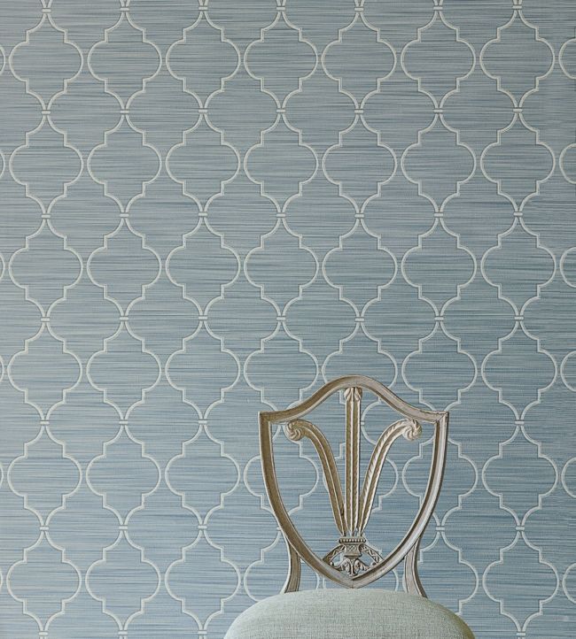 Kenton Trellis Wallpaper - Blue - Colefax & Fowler