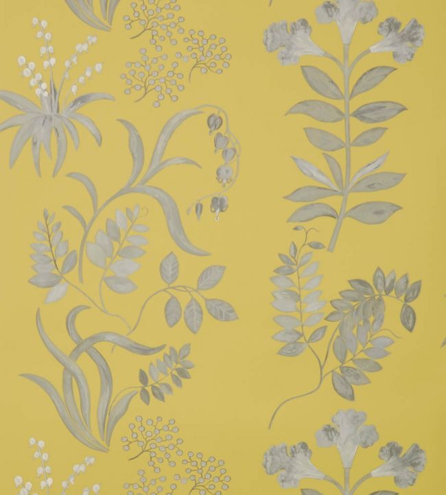Botanical Stripe Wallpaper - Yellow