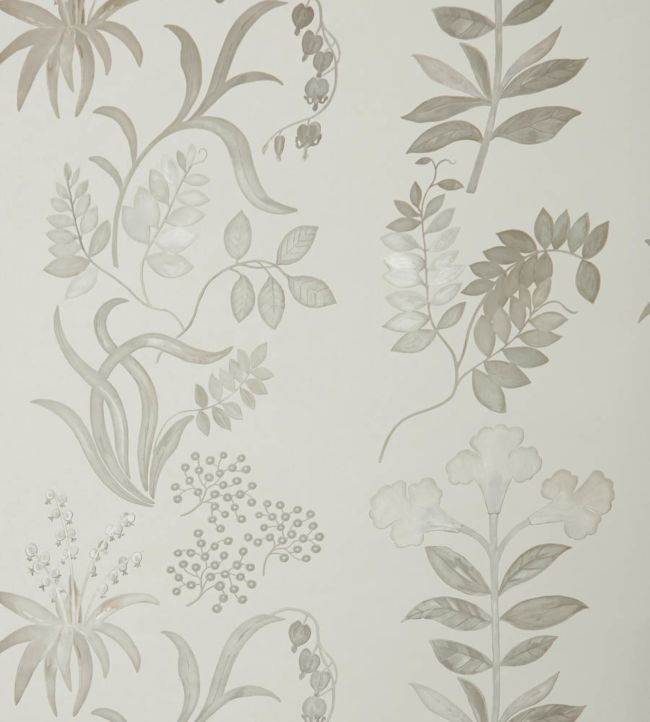 Botanical Stripe Wallpaper - White - Liberty