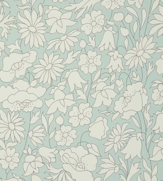 Poppy Meadow Wallpaper - Green - Liberty