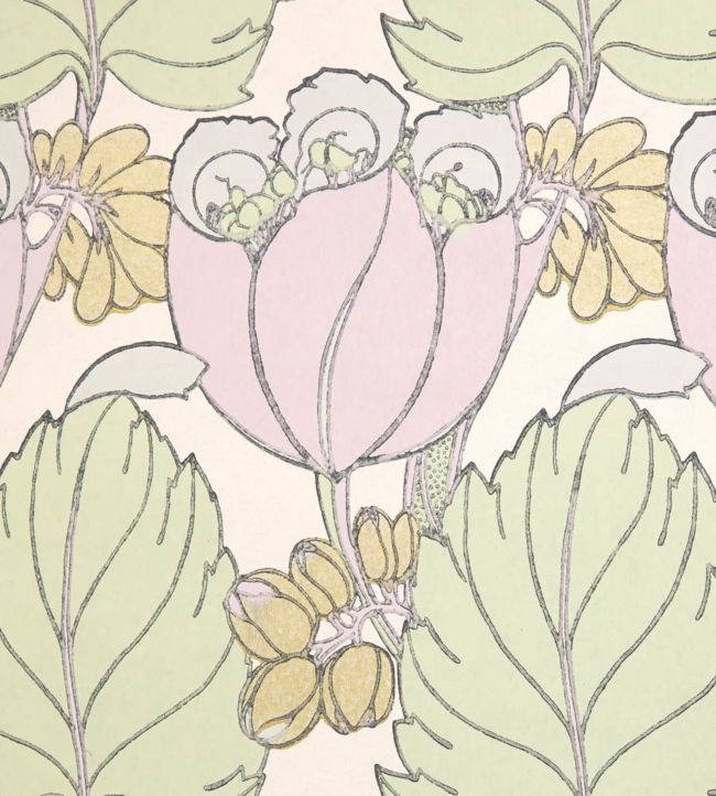Regency Tulip Wallpaper - Green - Liberty 