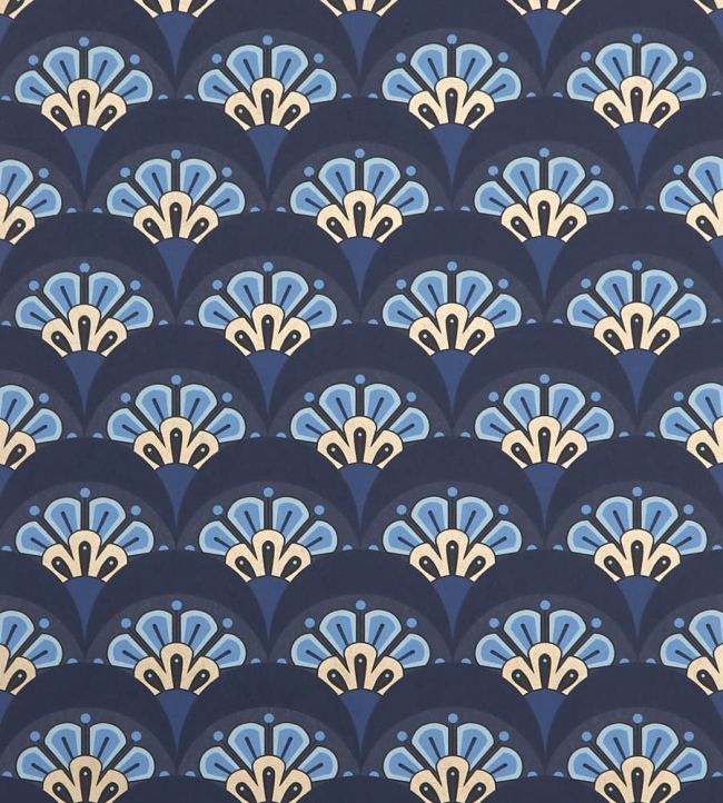 Deco Scallop Wallpaper - Blue - Liberty