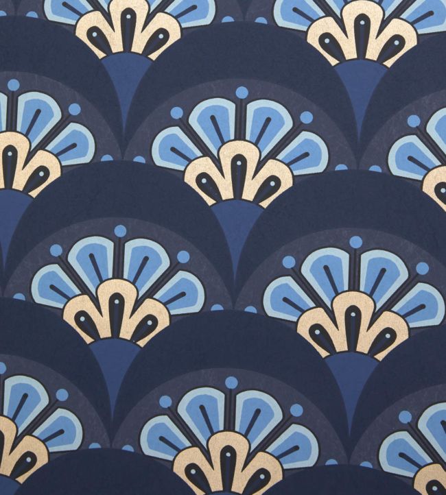 Deco Scallop Wallpaper - Blue - Liberty