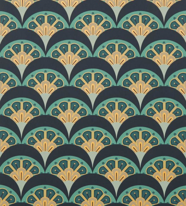 Deco Scallop Wallpaper - Green - Liberty