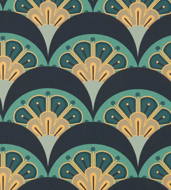 Deco Scallop Wallpaper - Green - Liberty