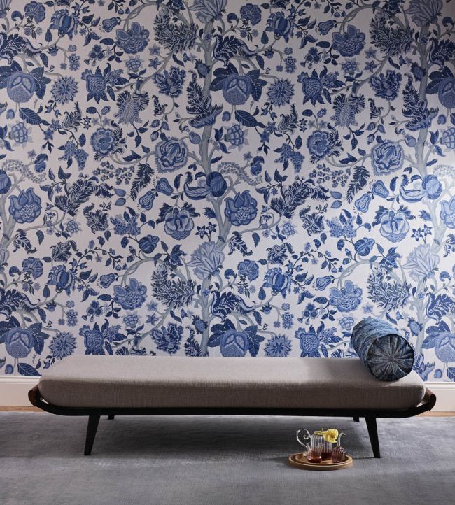 Palampore Trail Wallpaper - Blue - Liberty