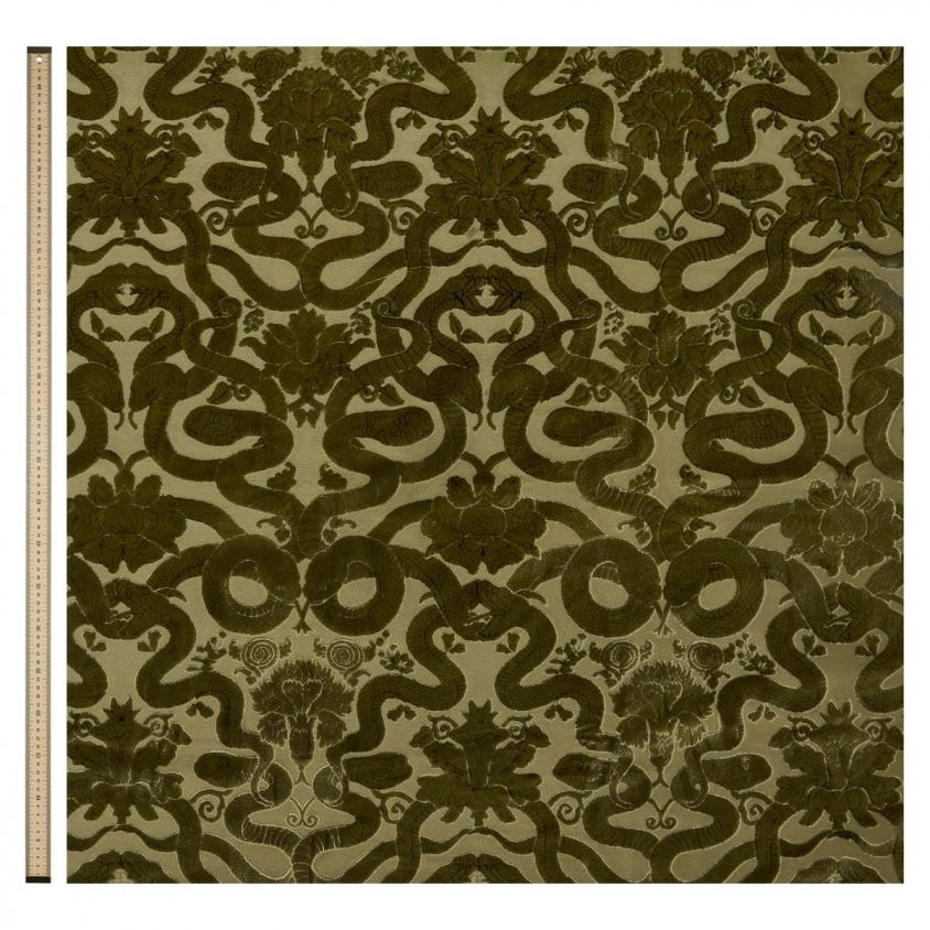 ANACONDA Room Cut-Velvet Fabric 2 - Green
