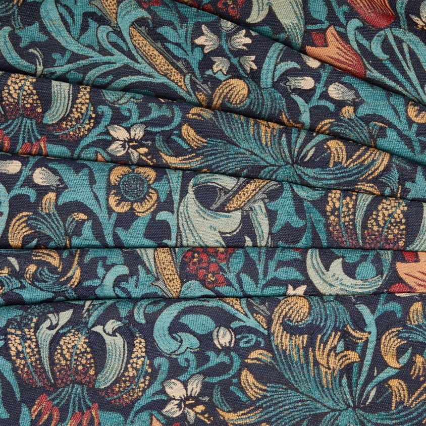 Golden Lily Jacquard Room Fabric - Teal