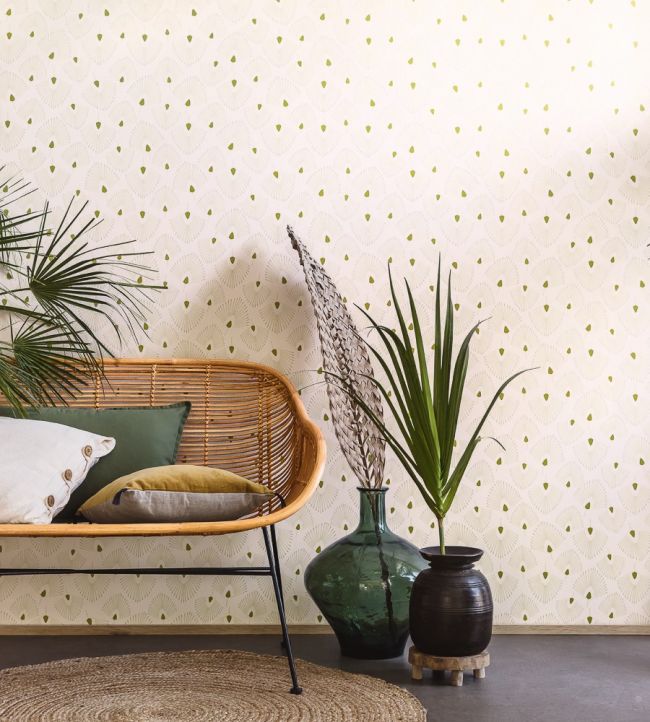 Eventails Room Wallpaper - Green