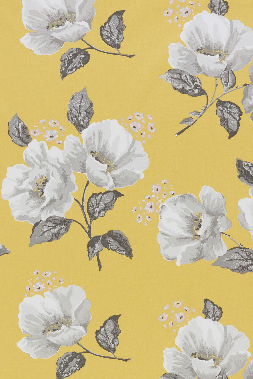 Wild Poppies Cotton Duck Fabric - Gold