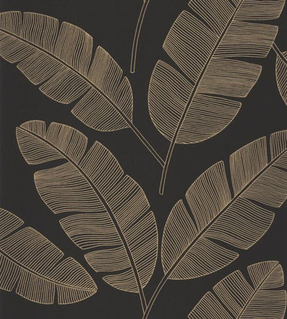 Banana Tree Metallise Wallpaper - Black