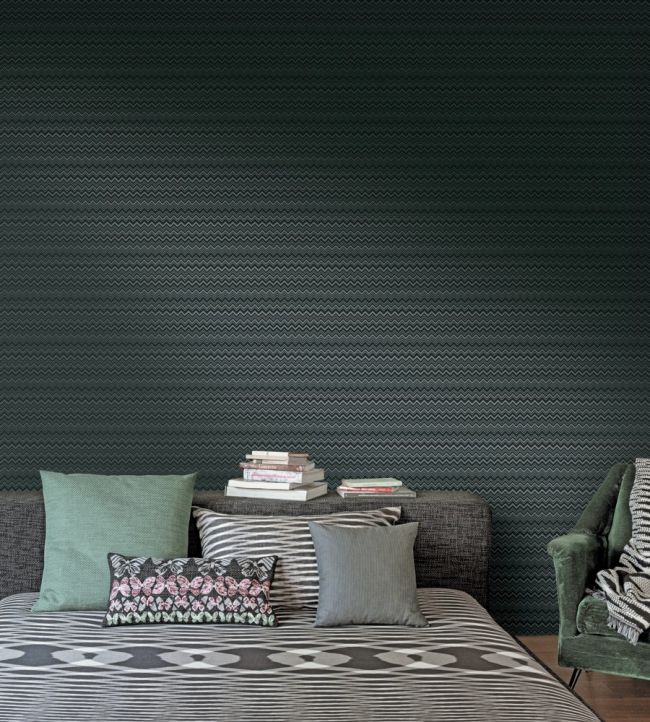 Zig Zag Room Wallpaper - Green