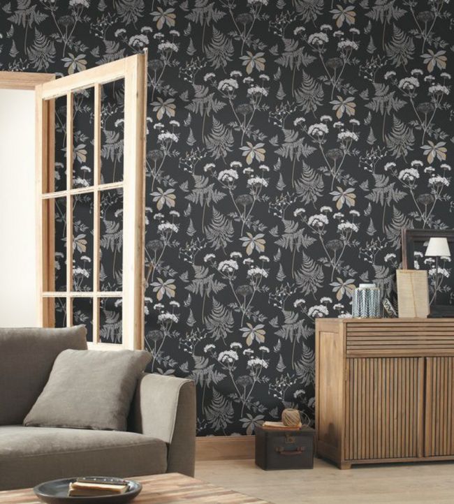 Countryside Room Wallpaper - Black 