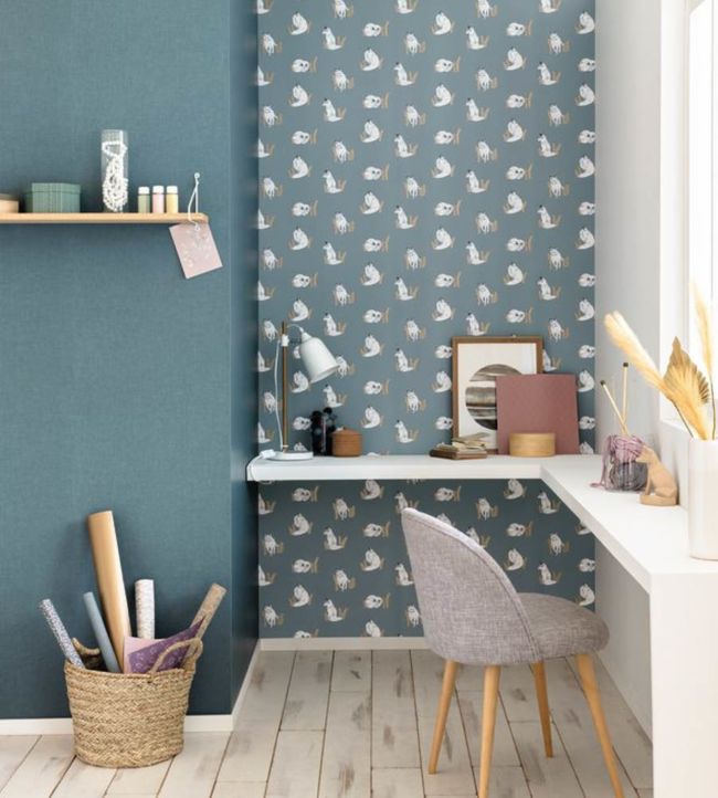 Counting Fox Room Wallpaper 2 - Teal
