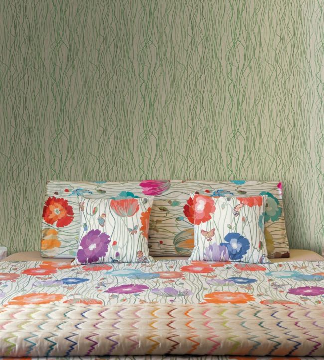 Poppies Stem Room Wallpaper - Gray