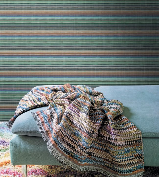 Riga Multicolor Orizzontale Room Wallpaper - Green