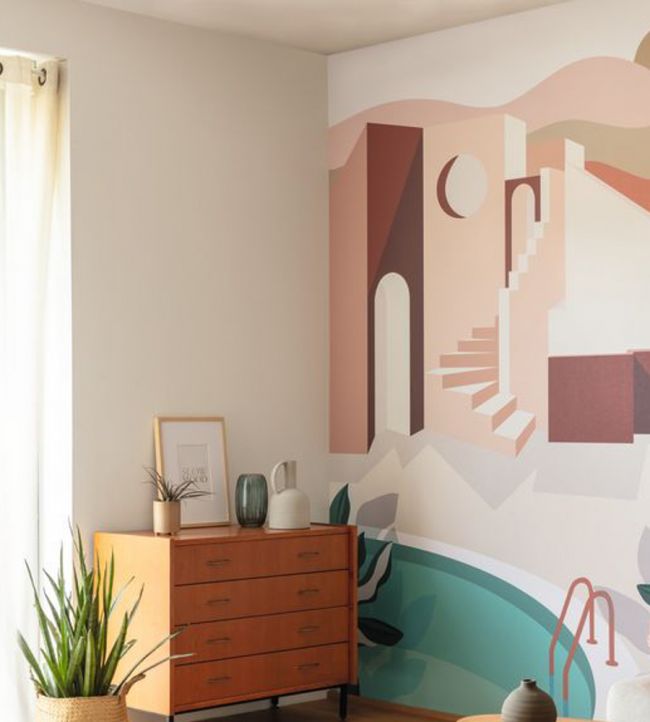 Archways Room Wallpaper - Pink