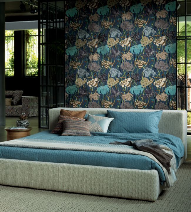 Lilium Room Wallpaper - Teal