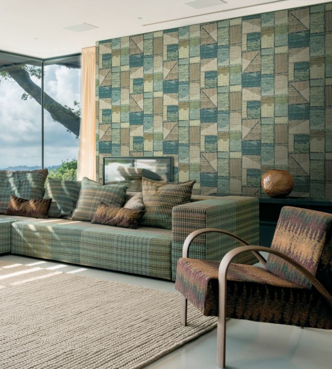 Patchwork Room Wallpaper - Teal