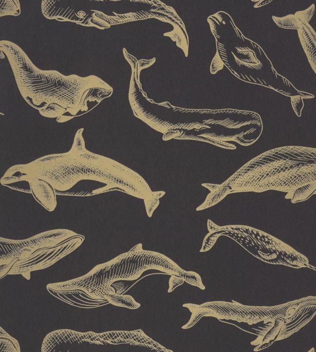 Whale Done Wallpaper - Brown 