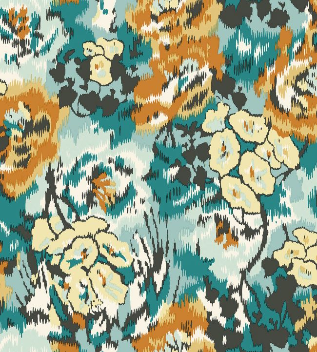 Flower Pot Wallpaper - Teal