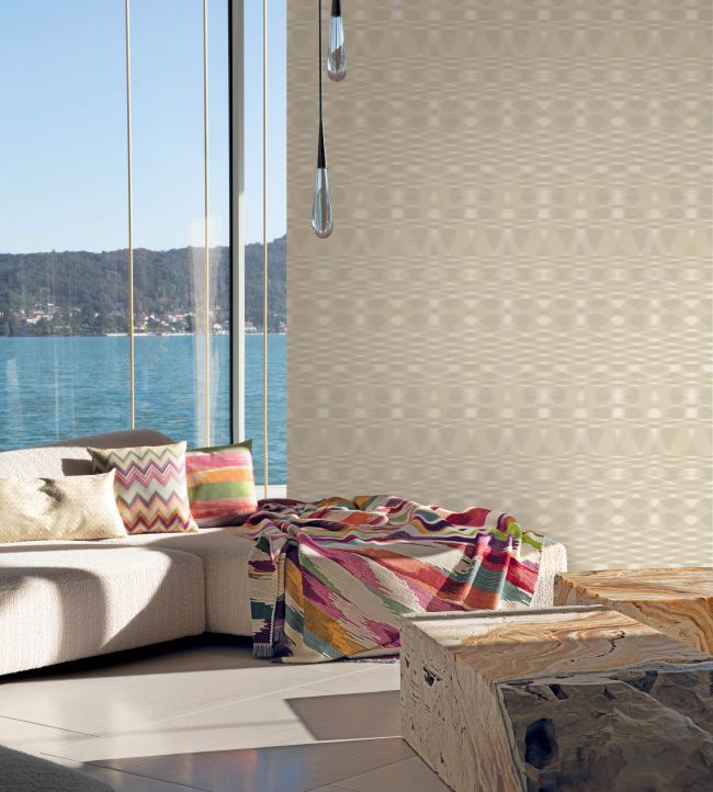 Sunrise Flame Room Wallpaper - Cream
