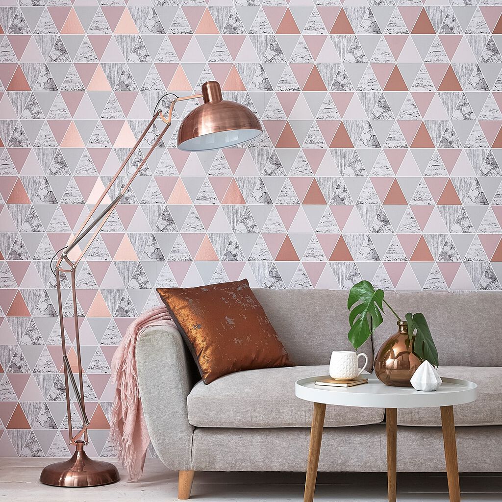Rose Gold Reflections Room Wallpaper 2 - Pink