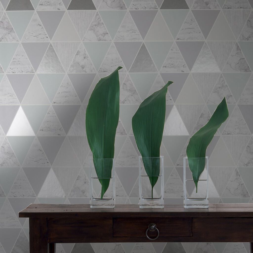 Mint Reflections Room Wallpaper 2 - Gray