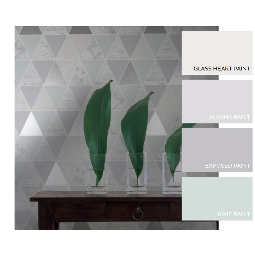 Mint Reflections Room Wallpaper - Gray