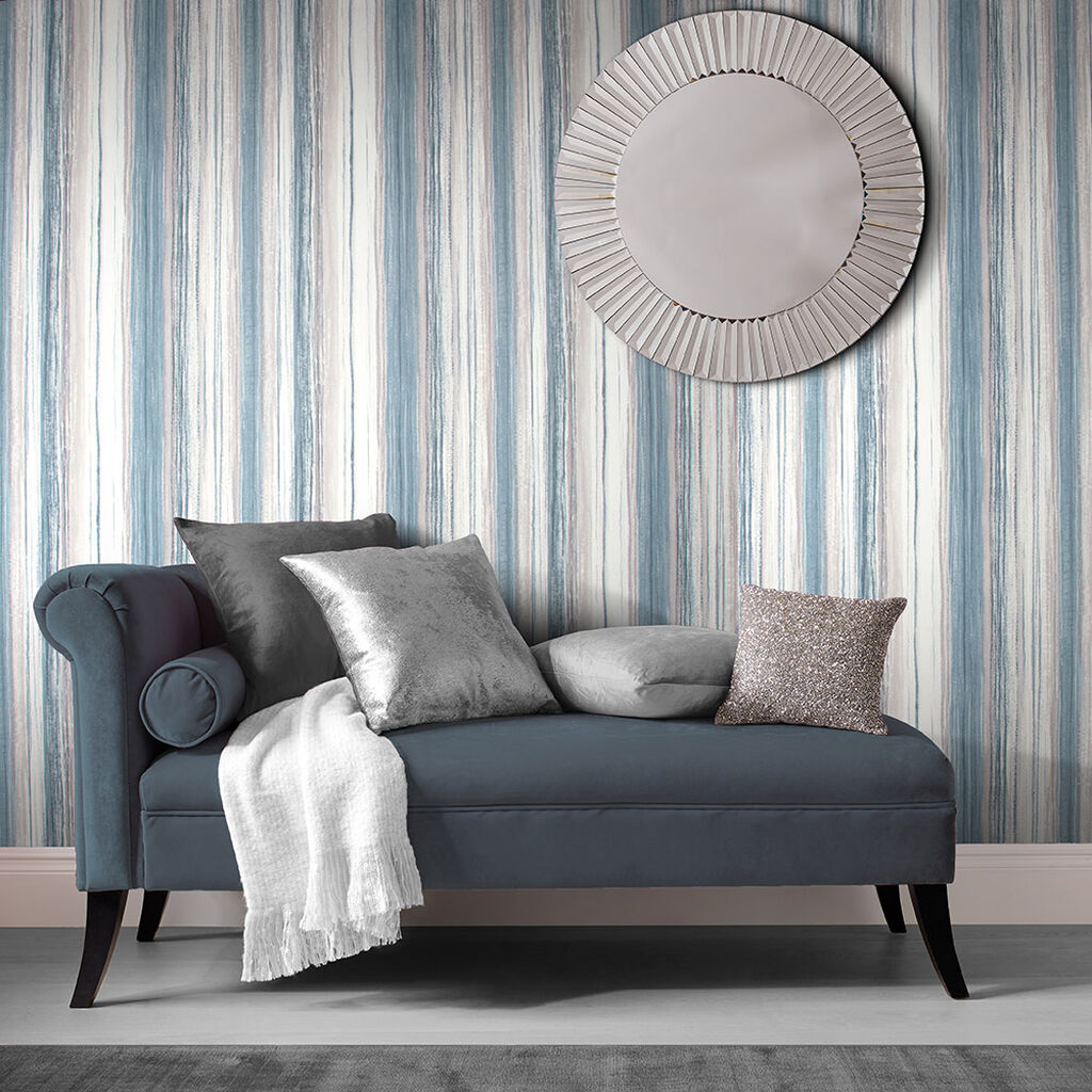 103814 - Chelsea Stripe Wallpaper - Night Sky - Graham & Brown