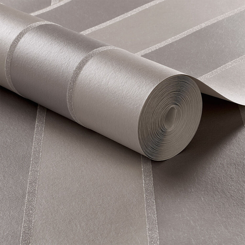 103820 - Baroque Bead Stripe Wallpaper - Platinum - Graham & Brown