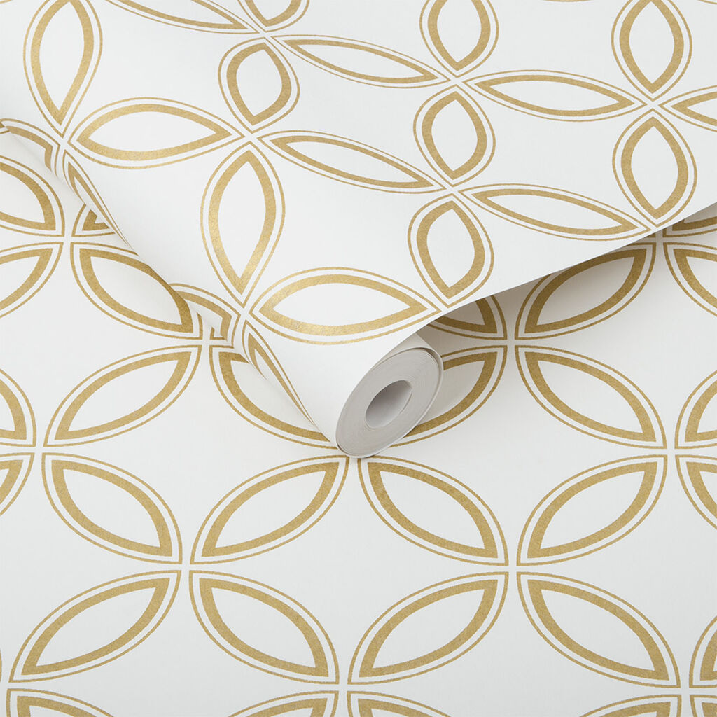 104065 - Eternity Wallpaper - White & Gold - Graham & Brown