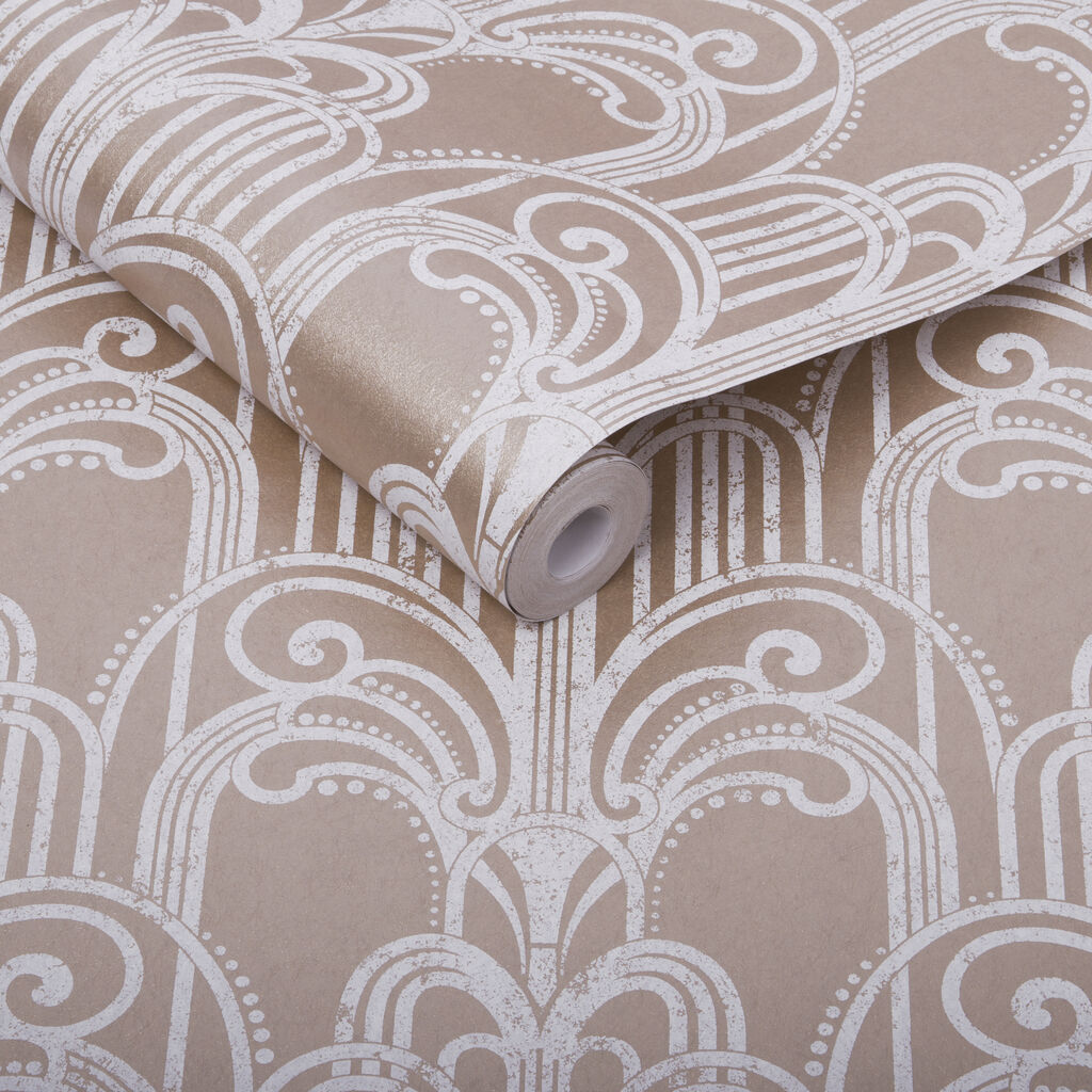 104298 - Art Deco Wallpaper - Rose Gold - Graham & Brown